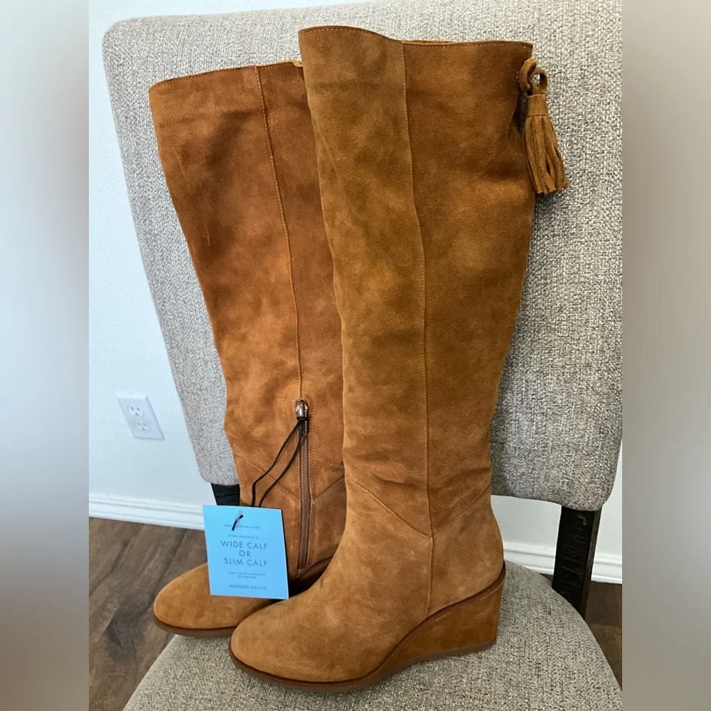 ANTONIO MELANI Over-the-Knee Suede Boot in Cognac Brown